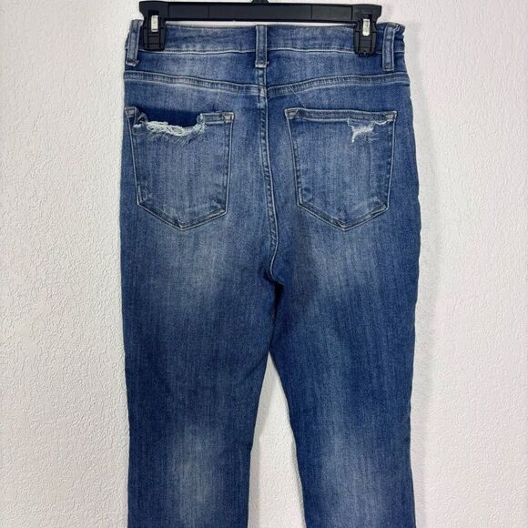 Risen Jeans High Waisted Distressed Straight Leg Jeans Women's Size 27 - Picture 2 of 8